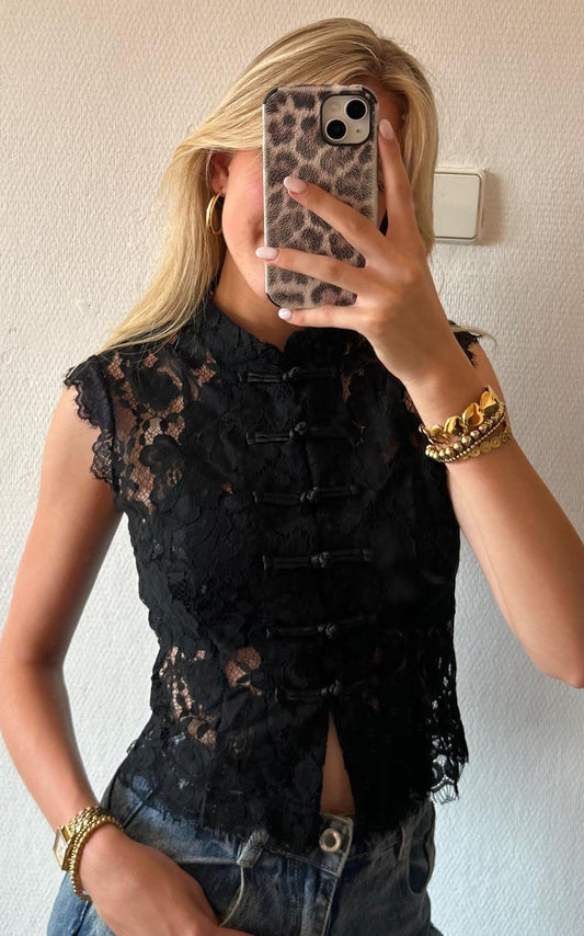 LACE TOP • Black